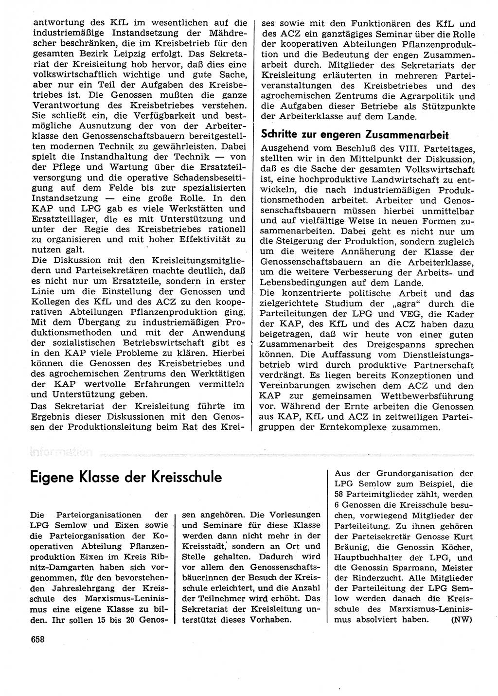Neuer Weg (NW), Organ des Zentralkomitees (ZK) der SED (Sozialistische Einheitspartei Deutschlands) für Fragen des Parteilebens, 29. Jahrgang [Deutsche Demokratische Republik (DDR)] 1974, Seite 658 (NW ZK SED DDR 1974, S. 658)