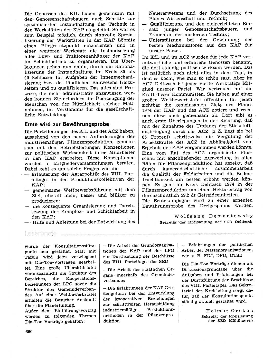 Neuer Weg (NW), Organ des Zentralkomitees (ZK) der SED (Sozialistische Einheitspartei Deutschlands) für Fragen des Parteilebens, 29. Jahrgang [Deutsche Demokratische Republik (DDR)] 1974, Seite 660 (NW ZK SED DDR 1974, S. 660)