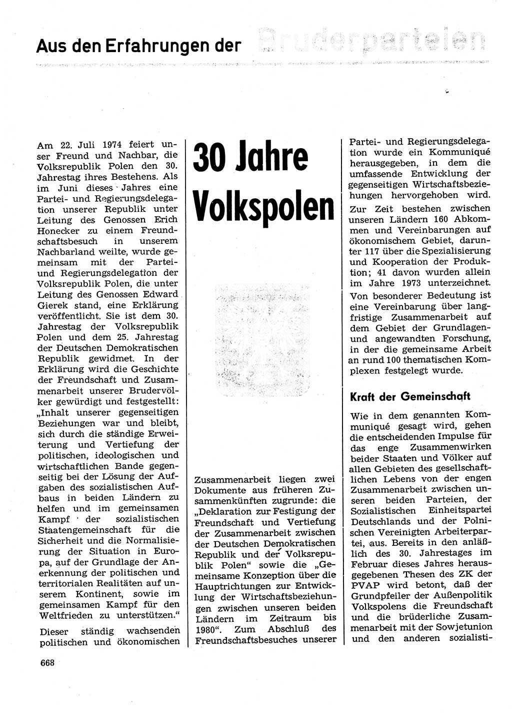Neuer Weg (NW), Organ des Zentralkomitees (ZK) der SED (Sozialistische Einheitspartei Deutschlands) für Fragen des Parteilebens, 29. Jahrgang [Deutsche Demokratische Republik (DDR)] 1974, Seite 668 (NW ZK SED DDR 1974, S. 668)