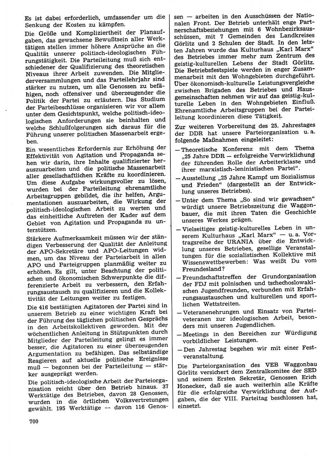 Neuer Weg (NW), Organ des Zentralkomitees (ZK) der SED (Sozialistische Einheitspartei Deutschlands) für Fragen des Parteilebens, 29. Jahrgang [Deutsche Demokratische Republik (DDR)] 1974, Seite 700 (NW ZK SED DDR 1974, S. 700)