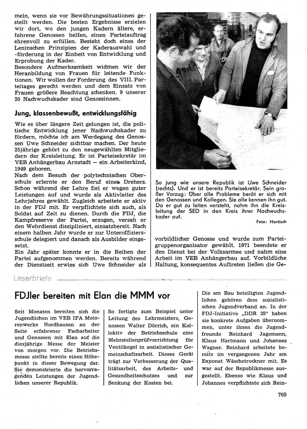 Neuer Weg (NW), Organ des Zentralkomitees (ZK) der SED (Sozialistische Einheitspartei Deutschlands) für Fragen des Parteilebens, 29. Jahrgang [Deutsche Demokratische Republik (DDR)] 1974, Seite 705 (NW ZK SED DDR 1974, S. 705)