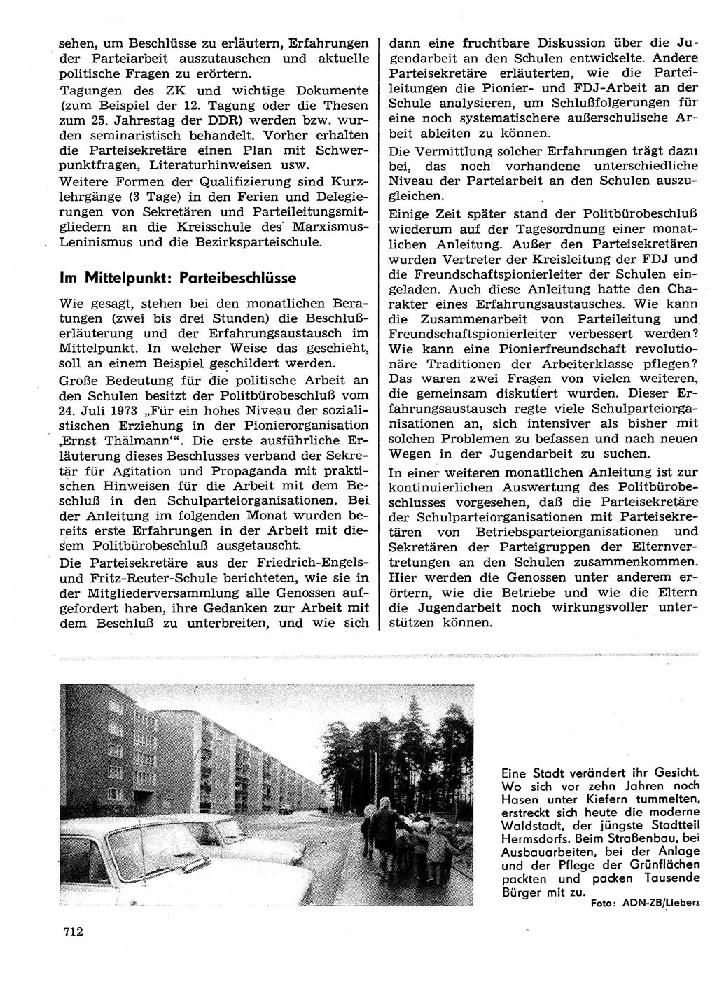 Neuer Weg (NW), Organ des Zentralkomitees (ZK) der SED (Sozialistische Einheitspartei Deutschlands) für Fragen des Parteilebens, 29. Jahrgang [Deutsche Demokratische Republik (DDR)] 1974, Seite 712 (NW ZK SED DDR 1974, S. 712)