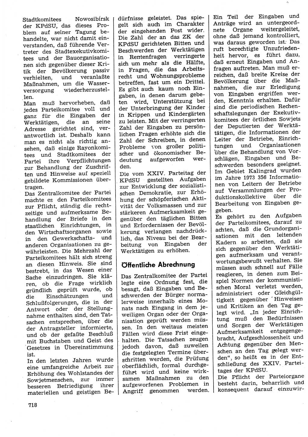 Neuer Weg (NW), Organ des Zentralkomitees (ZK) der SED (Sozialistische Einheitspartei Deutschlands) für Fragen des Parteilebens, 29. Jahrgang [Deutsche Demokratische Republik (DDR)] 1974, Seite 718 (NW ZK SED DDR 1974, S. 718)