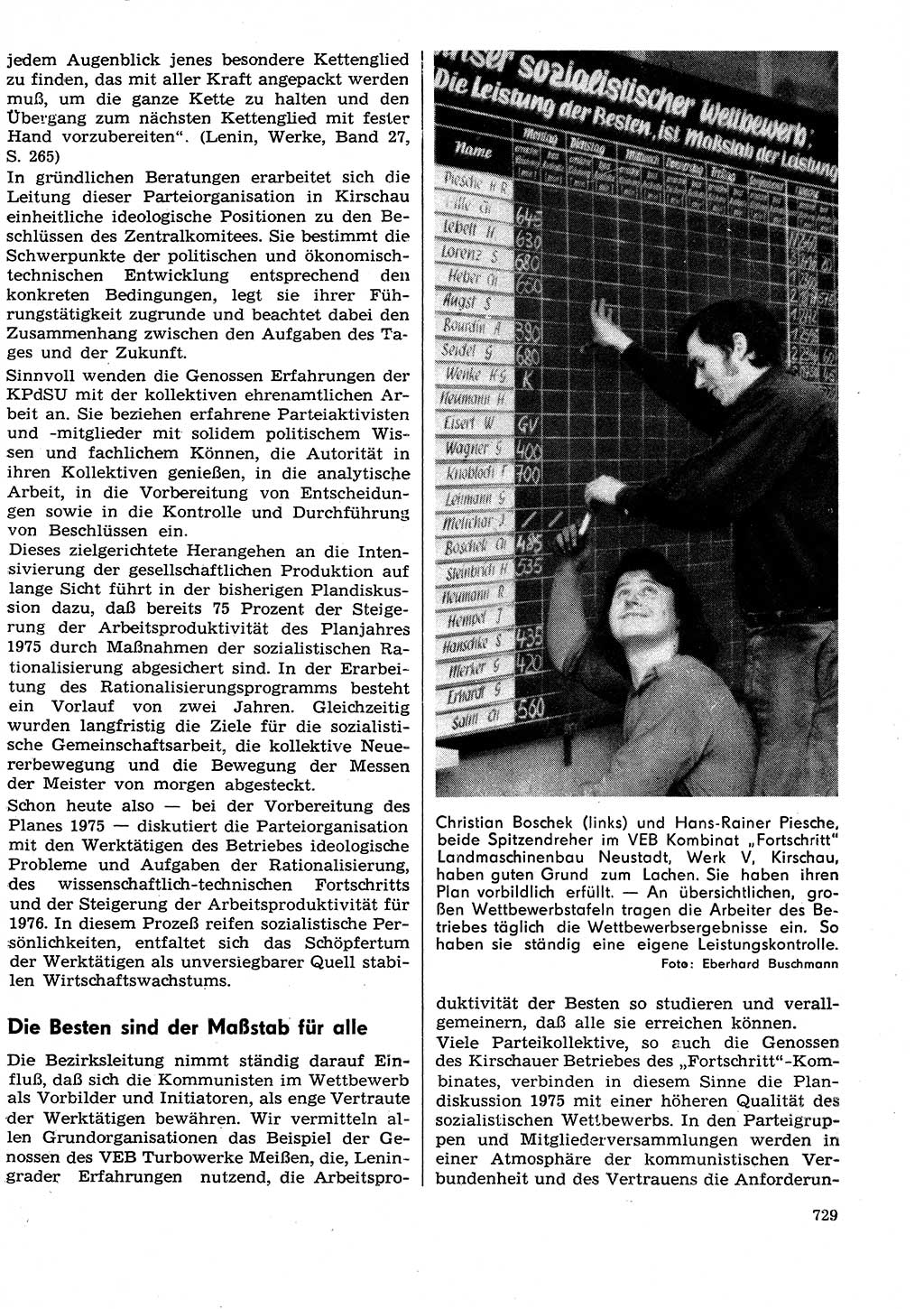 Neuer Weg (NW), Organ des Zentralkomitees (ZK) der SED (Sozialistische Einheitspartei Deutschlands) für Fragen des Parteilebens, 29. Jahrgang [Deutsche Demokratische Republik (DDR)] 1974, Seite 729 (NW ZK SED DDR 1974, S. 729)