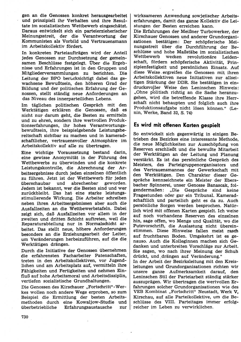 Neuer Weg (NW), Organ des Zentralkomitees (ZK) der SED (Sozialistische Einheitspartei Deutschlands) für Fragen des Parteilebens, 29. Jahrgang [Deutsche Demokratische Republik (DDR)] 1974, Seite 730 (NW ZK SED DDR 1974, S. 730)