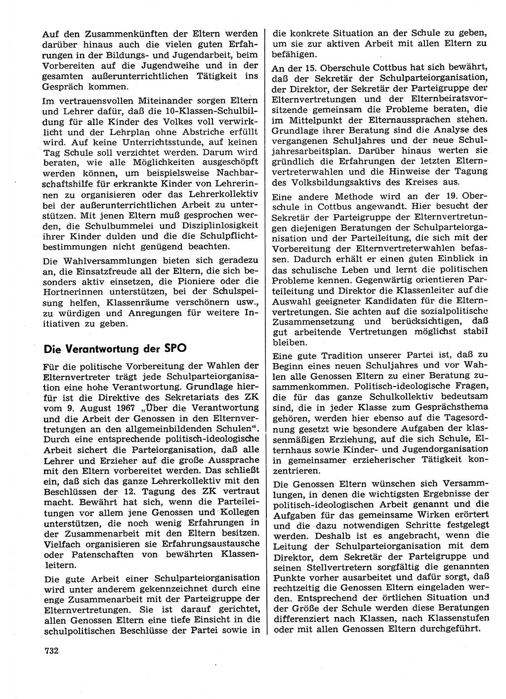 Neuer Weg (NW), Organ des Zentralkomitees (ZK) der SED (Sozialistische Einheitspartei Deutschlands) für Fragen des Parteilebens, 29. Jahrgang [Deutsche Demokratische Republik (DDR)] 1974, Seite 732 (NW ZK SED DDR 1974, S. 732)