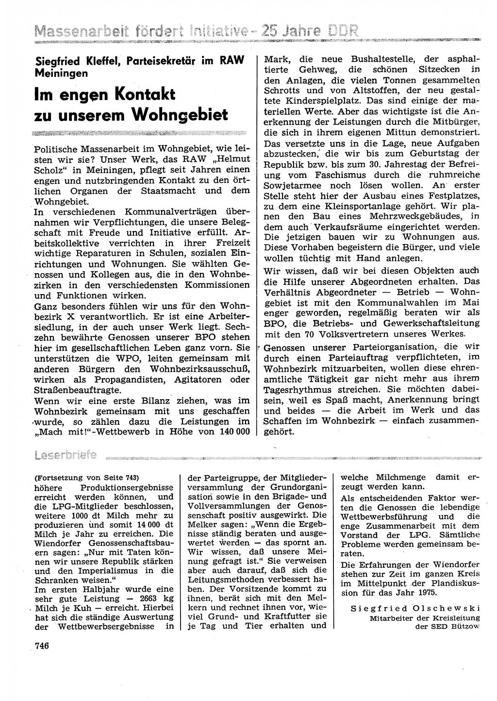 Neuer Weg (NW), Organ des Zentralkomitees (ZK) der SED (Sozialistische Einheitspartei Deutschlands) für Fragen des Parteilebens, 29. Jahrgang [Deutsche Demokratische Republik (DDR)] 1974, Seite 746 (NW ZK SED DDR 1974, S. 746)
