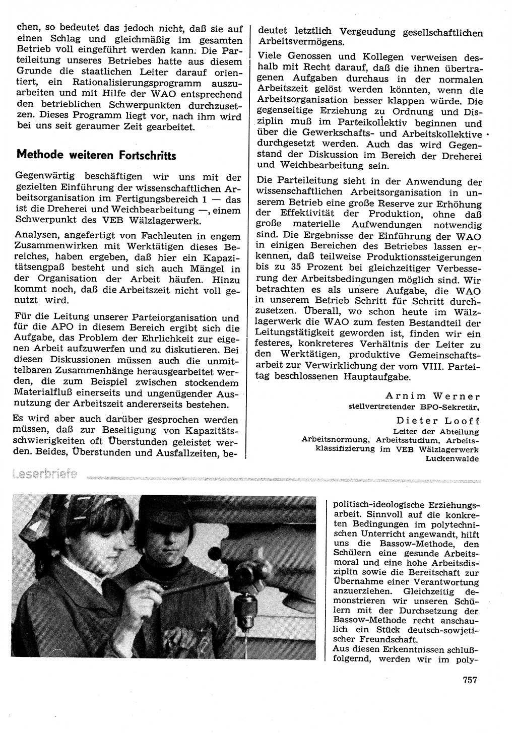 Neuer Weg (NW), Organ des Zentralkomitees (ZK) der SED (Sozialistische Einheitspartei Deutschlands) für Fragen des Parteilebens, 29. Jahrgang [Deutsche Demokratische Republik (DDR)] 1974, Seite 757 (NW ZK SED DDR 1974, S. 757)