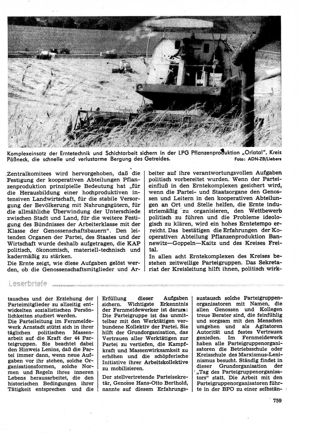 Neuer Weg (NW), Organ des Zentralkomitees (ZK) der SED (Sozialistische Einheitspartei Deutschlands) für Fragen des Parteilebens, 29. Jahrgang [Deutsche Demokratische Republik (DDR)] 1974, Seite 759 (NW ZK SED DDR 1974, S. 759)