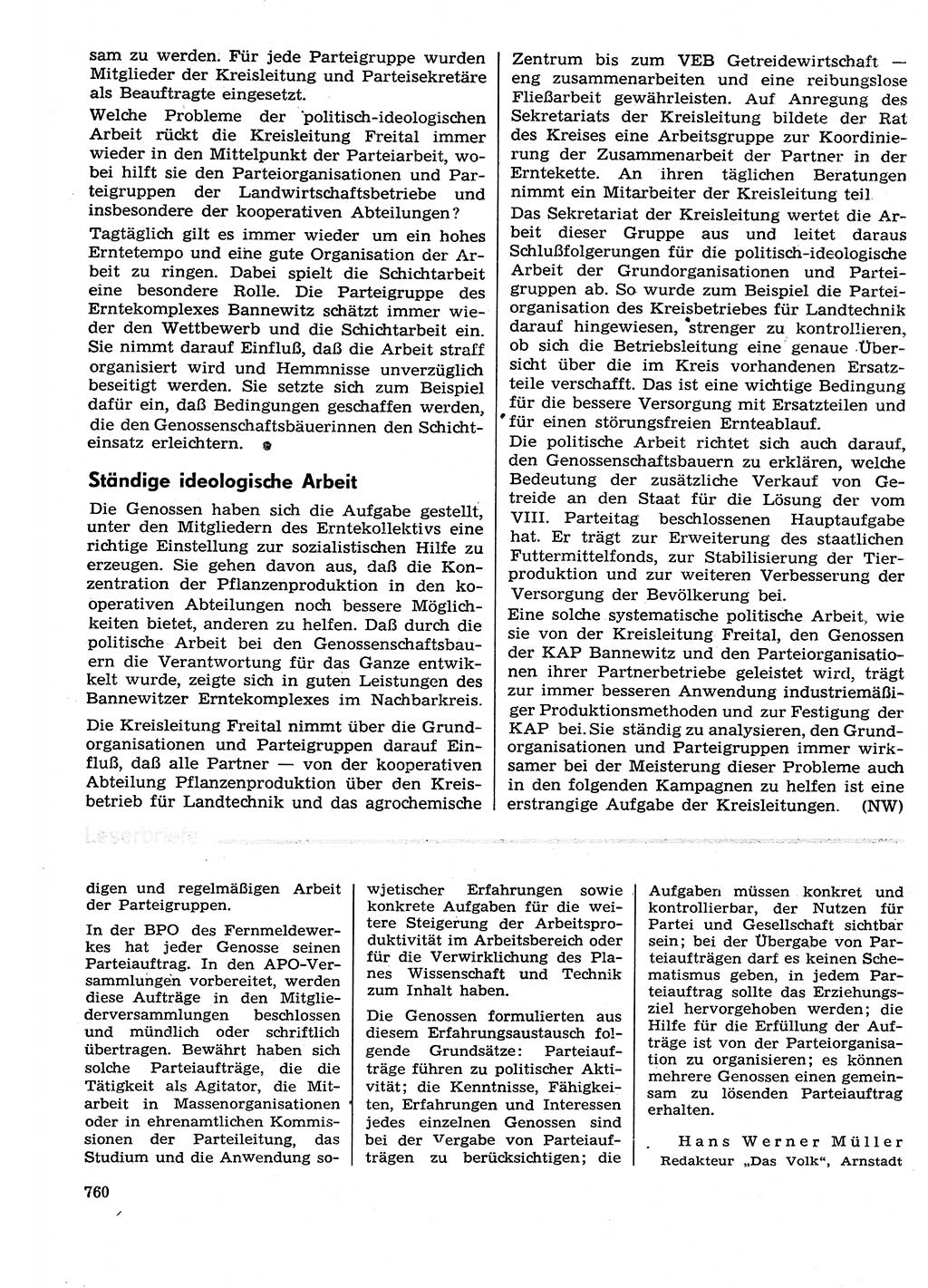 Neuer Weg (NW), Organ des Zentralkomitees (ZK) der SED (Sozialistische Einheitspartei Deutschlands) für Fragen des Parteilebens, 29. Jahrgang [Deutsche Demokratische Republik (DDR)] 1974, Seite 760 (NW ZK SED DDR 1974, S. 760)