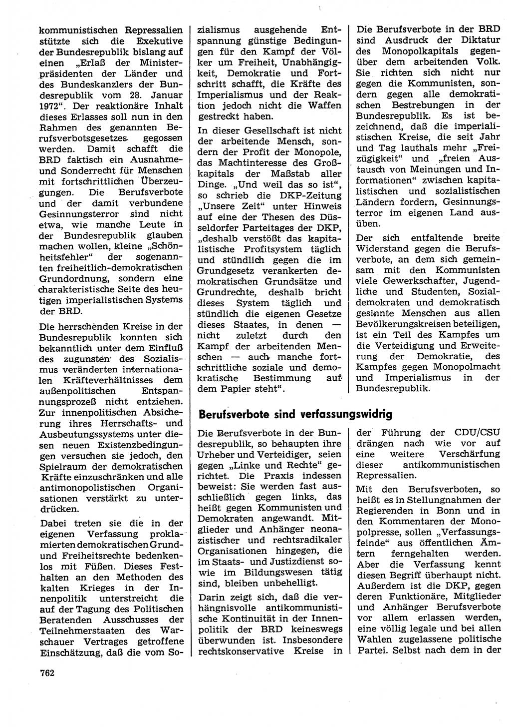 Neuer Weg (NW), Organ des Zentralkomitees (ZK) der SED (Sozialistische Einheitspartei Deutschlands) für Fragen des Parteilebens, 29. Jahrgang [Deutsche Demokratische Republik (DDR)] 1974, Seite 762 (NW ZK SED DDR 1974, S. 762)