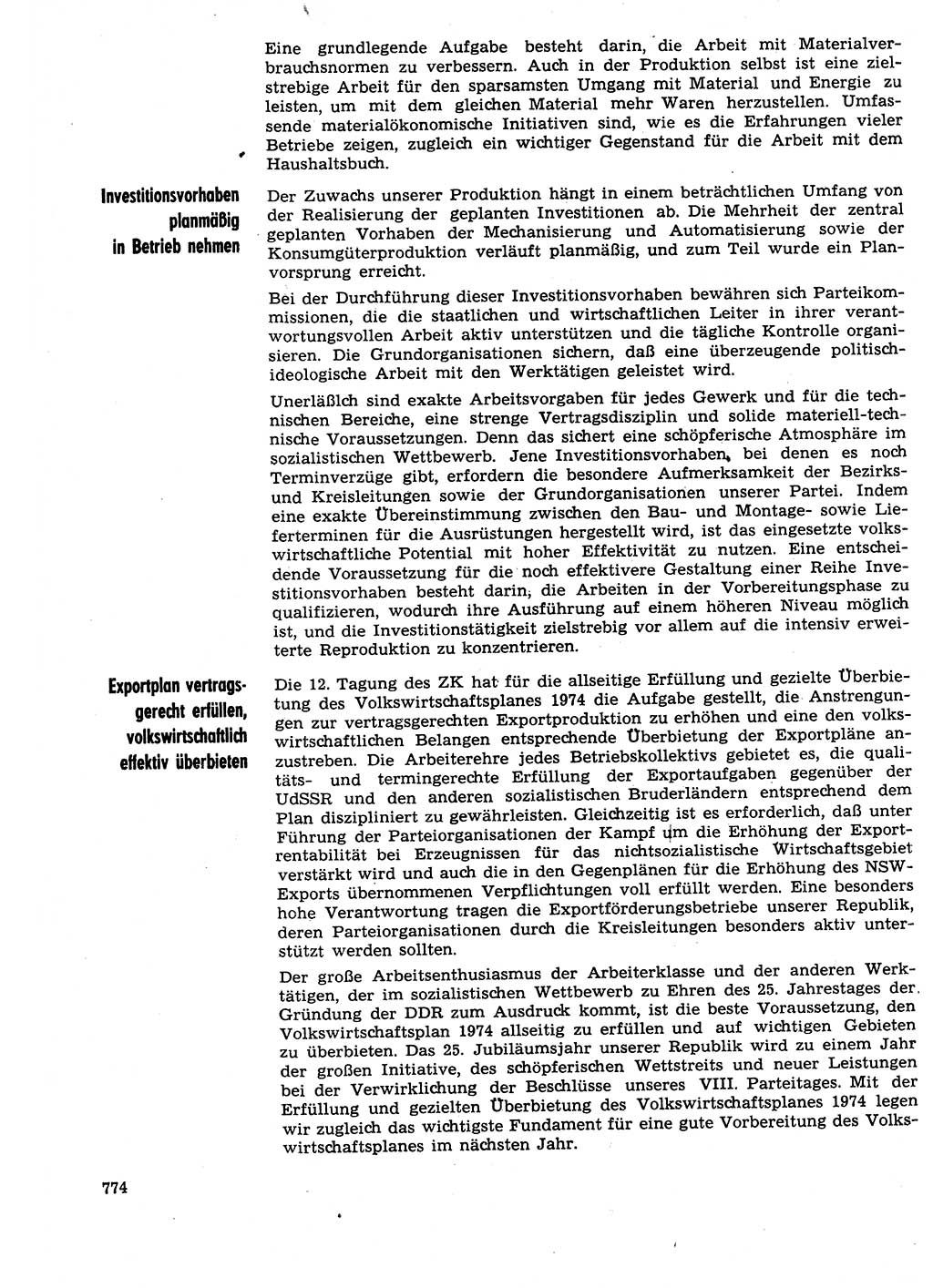 Neuer Weg (NW), Organ des Zentralkomitees (ZK) der SED (Sozialistische Einheitspartei Deutschlands) für Fragen des Parteilebens, 29. Jahrgang [Deutsche Demokratische Republik (DDR)] 1974, Seite 774 (NW ZK SED DDR 1974, S. 774)