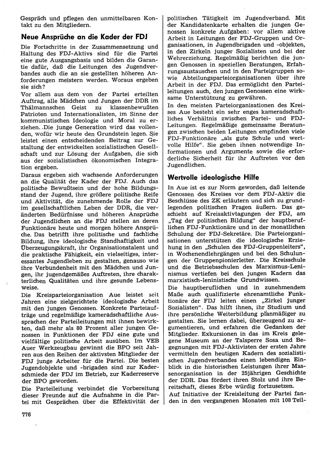 Neuer Weg (NW), Organ des Zentralkomitees (ZK) der SED (Sozialistische Einheitspartei Deutschlands) für Fragen des Parteilebens, 29. Jahrgang [Deutsche Demokratische Republik (DDR)] 1974, Seite 776 (NW ZK SED DDR 1974, S. 776)