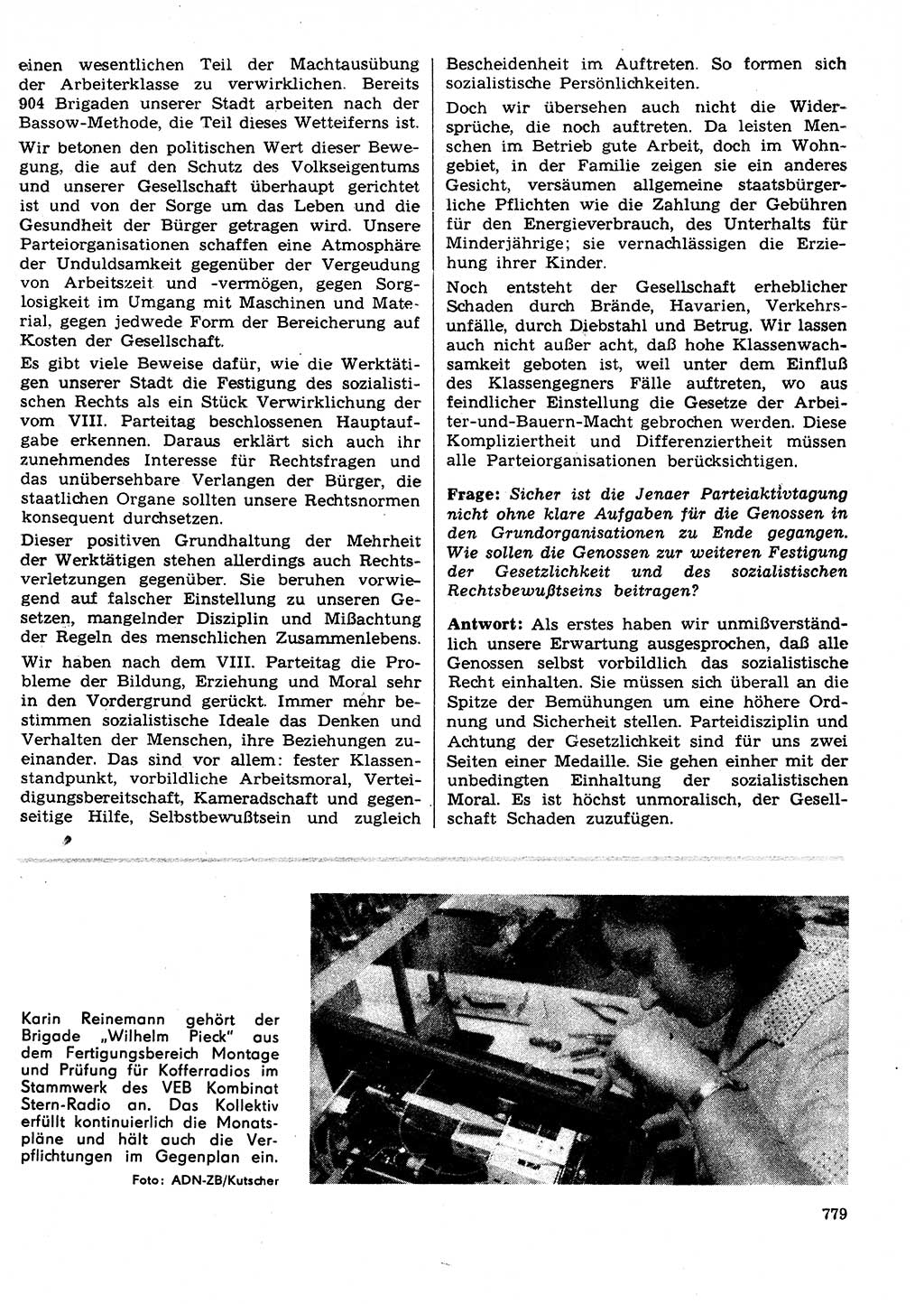 Neuer Weg (NW), Organ des Zentralkomitees (ZK) der SED (Sozialistische Einheitspartei Deutschlands) für Fragen des Parteilebens, 29. Jahrgang [Deutsche Demokratische Republik (DDR)] 1974, Seite 779 (NW ZK SED DDR 1974, S. 779)