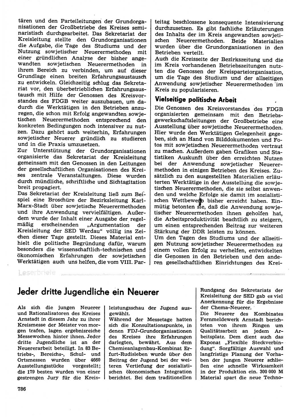 Neuer Weg (NW), Organ des Zentralkomitees (ZK) der SED (Sozialistische Einheitspartei Deutschlands) für Fragen des Parteilebens, 29. Jahrgang [Deutsche Demokratische Republik (DDR)] 1974, Seite 786 (NW ZK SED DDR 1974, S. 786)