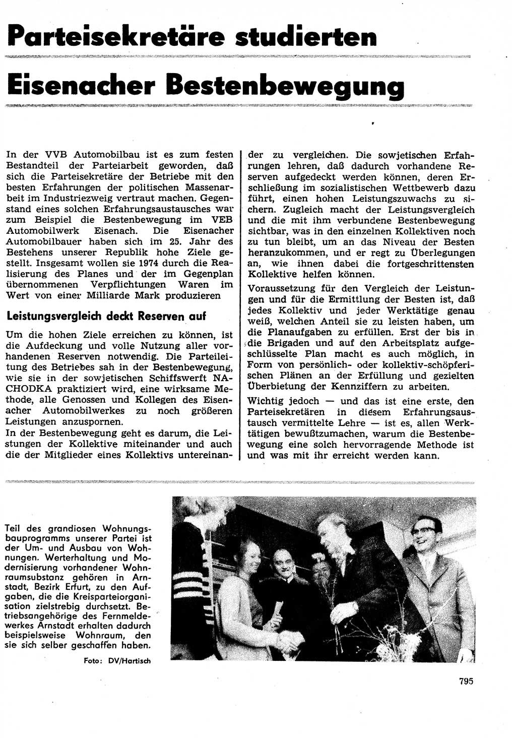 Neuer Weg (NW), Organ des Zentralkomitees (ZK) der SED (Sozialistische Einheitspartei Deutschlands) für Fragen des Parteilebens, 29. Jahrgang [Deutsche Demokratische Republik (DDR)] 1974, Seite 795 (NW ZK SED DDR 1974, S. 795)
