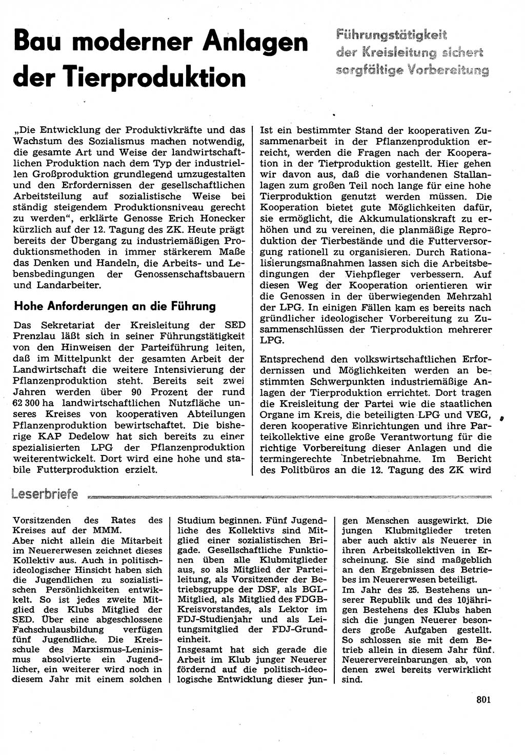 Neuer Weg (NW), Organ des Zentralkomitees (ZK) der SED (Sozialistische Einheitspartei Deutschlands) für Fragen des Parteilebens, 29. Jahrgang [Deutsche Demokratische Republik (DDR)] 1974, Seite 801 (NW ZK SED DDR 1974, S. 801)