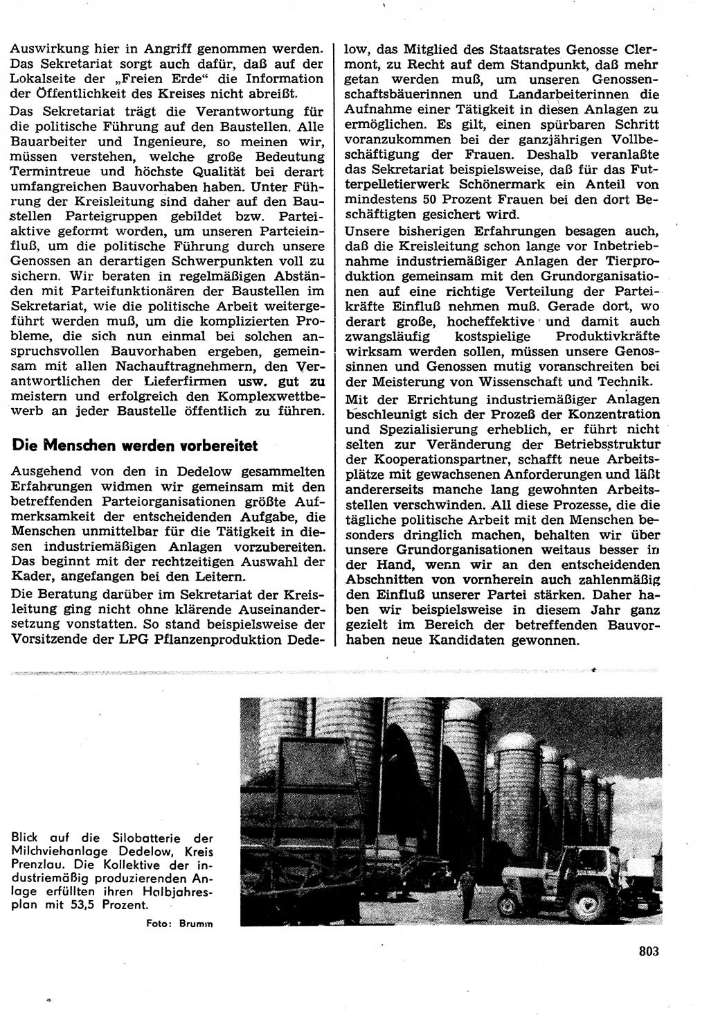 Neuer Weg (NW), Organ des Zentralkomitees (ZK) der SED (Sozialistische Einheitspartei Deutschlands) für Fragen des Parteilebens, 29. Jahrgang [Deutsche Demokratische Republik (DDR)] 1974, Seite 803 (NW ZK SED DDR 1974, S. 803)