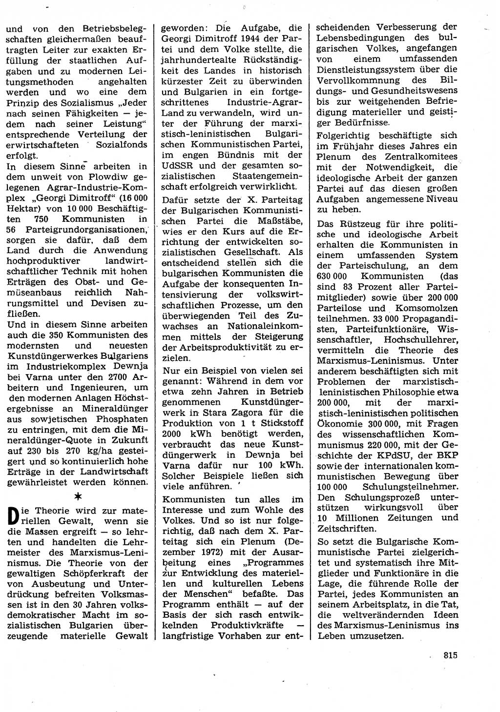 Neuer Weg (NW), Organ des Zentralkomitees (ZK) der SED (Sozialistische Einheitspartei Deutschlands) für Fragen des Parteilebens, 29. Jahrgang [Deutsche Demokratische Republik (DDR)] 1974, Seite 815 (NW ZK SED DDR 1974, S. 815)
