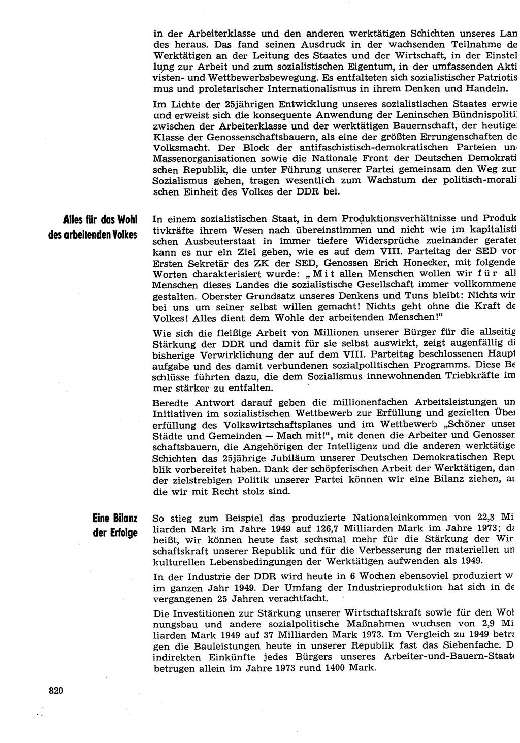 Neuer Weg (NW), Organ des Zentralkomitees (ZK) der SED (Sozialistische Einheitspartei Deutschlands) für Fragen des Parteilebens, 29. Jahrgang [Deutsche Demokratische Republik (DDR)] 1974, Seite 820 (NW ZK SED DDR 1974, S. 820)