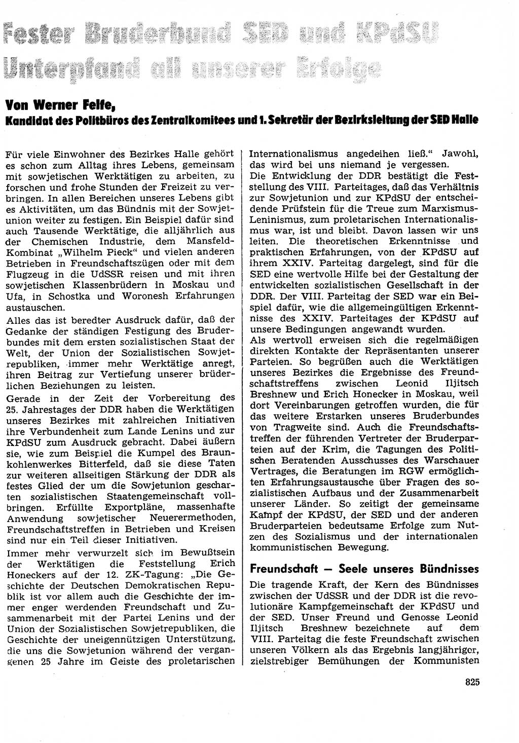 Neuer Weg (NW), Organ des Zentralkomitees (ZK) der SED (Sozialistische Einheitspartei Deutschlands) für Fragen des Parteilebens, 29. Jahrgang [Deutsche Demokratische Republik (DDR)] 1974, Seite 825 (NW ZK SED DDR 1974, S. 825)
