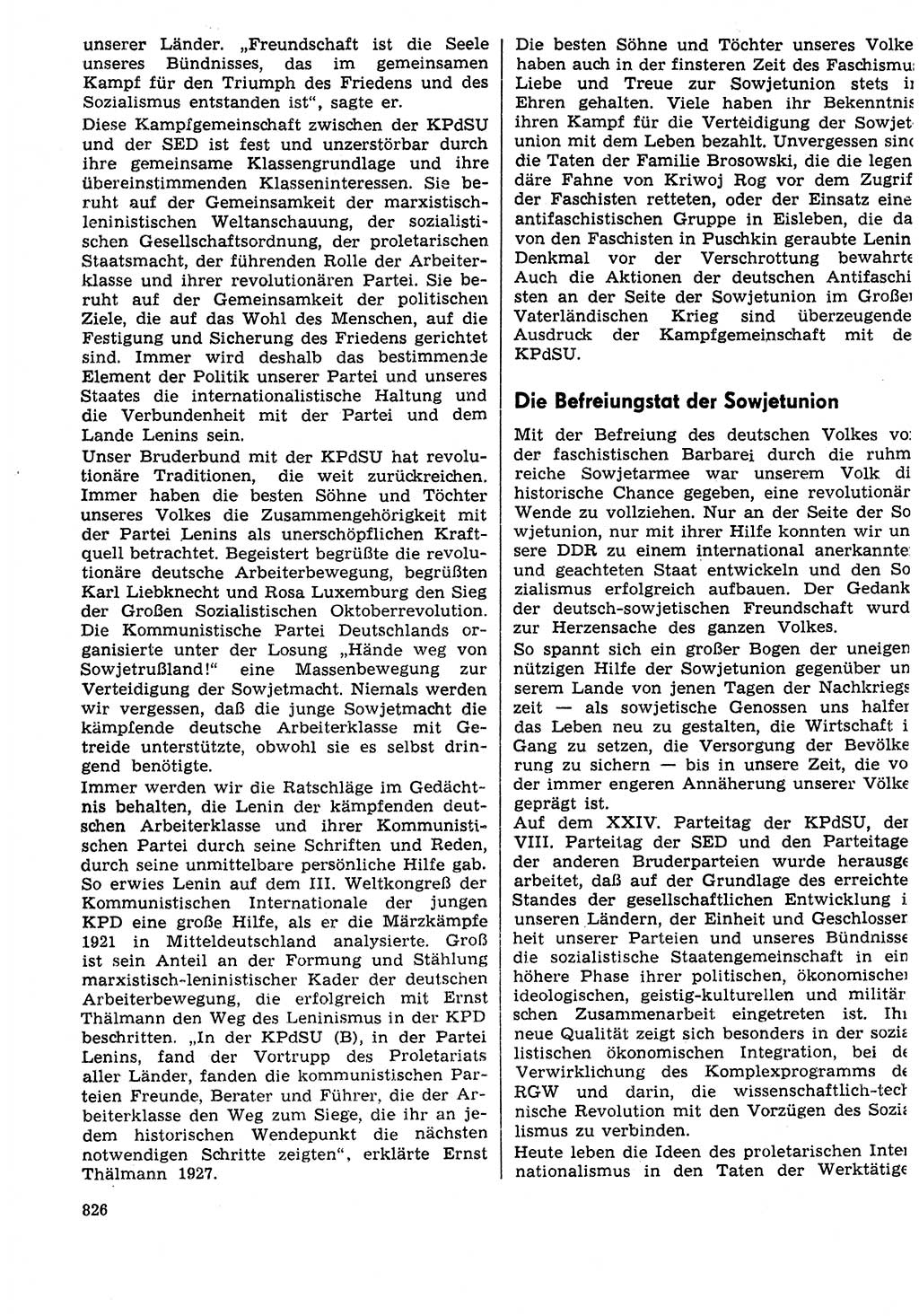 Neuer Weg (NW), Organ des Zentralkomitees (ZK) der SED (Sozialistische Einheitspartei Deutschlands) für Fragen des Parteilebens, 29. Jahrgang [Deutsche Demokratische Republik (DDR)] 1974, Seite 826 (NW ZK SED DDR 1974, S. 826)