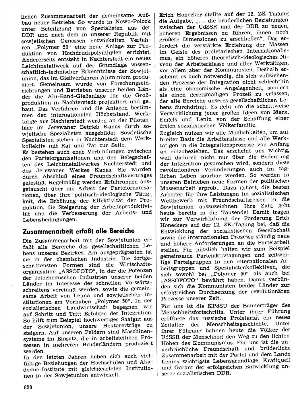 Neuer Weg (NW), Organ des Zentralkomitees (ZK) der SED (Sozialistische Einheitspartei Deutschlands) für Fragen des Parteilebens, 29. Jahrgang [Deutsche Demokratische Republik (DDR)] 1974, Seite 828 (NW ZK SED DDR 1974, S. 828)