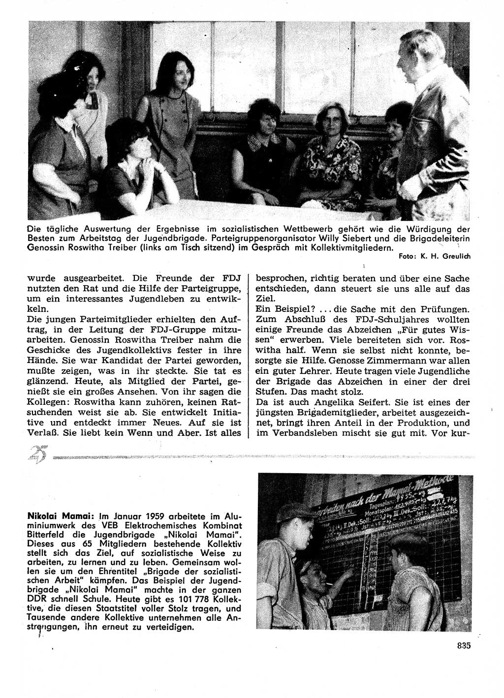 Neuer Weg (NW), Organ des Zentralkomitees (ZK) der SED (Sozialistische Einheitspartei Deutschlands) für Fragen des Parteilebens, 29. Jahrgang [Deutsche Demokratische Republik (DDR)] 1974, Seite 835 (NW ZK SED DDR 1974, S. 835)