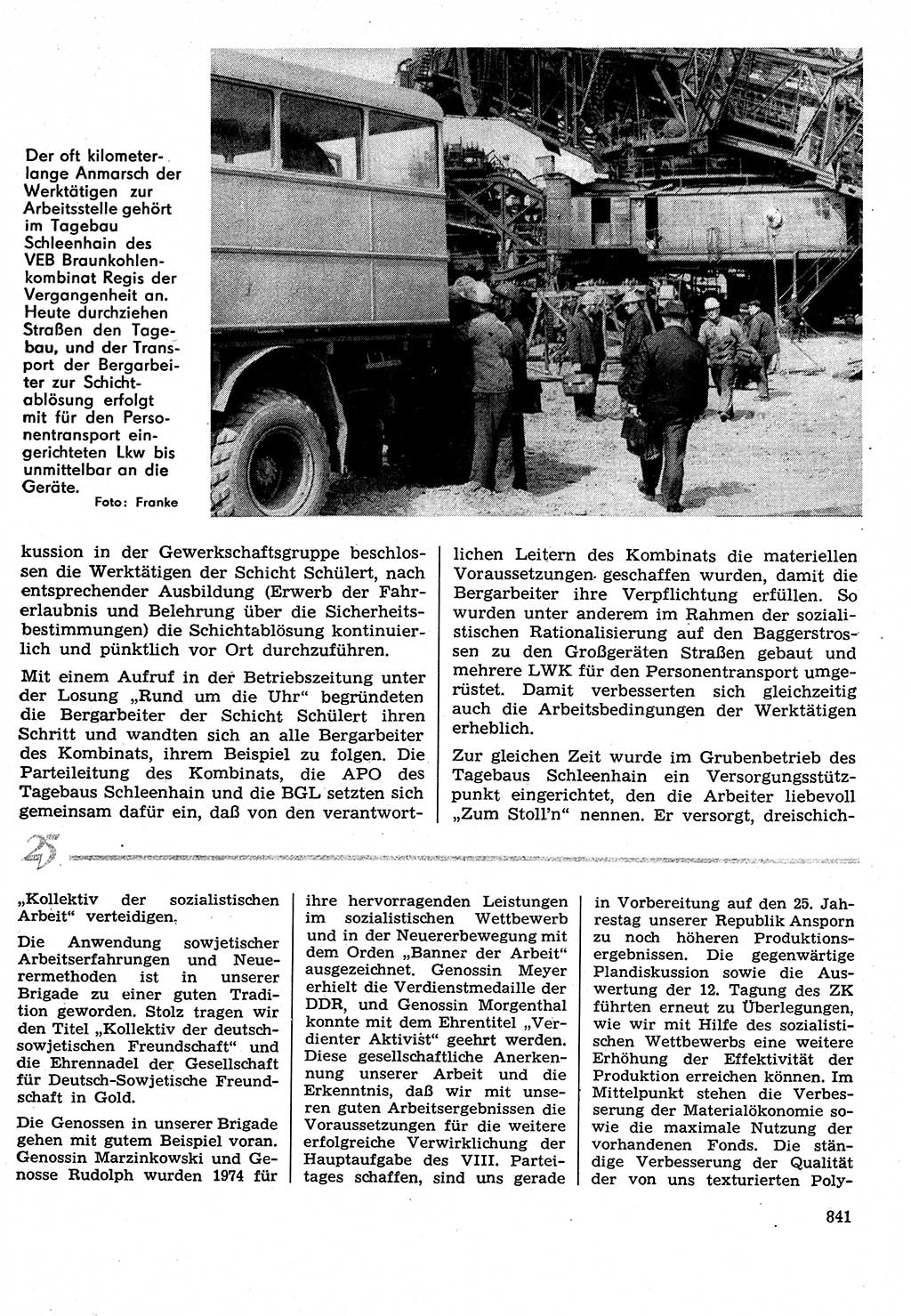 Neuer Weg (NW), Organ des Zentralkomitees (ZK) der SED (Sozialistische Einheitspartei Deutschlands) für Fragen des Parteilebens, 29. Jahrgang [Deutsche Demokratische Republik (DDR)] 1974, Seite 841 (NW ZK SED DDR 1974, S. 841)
