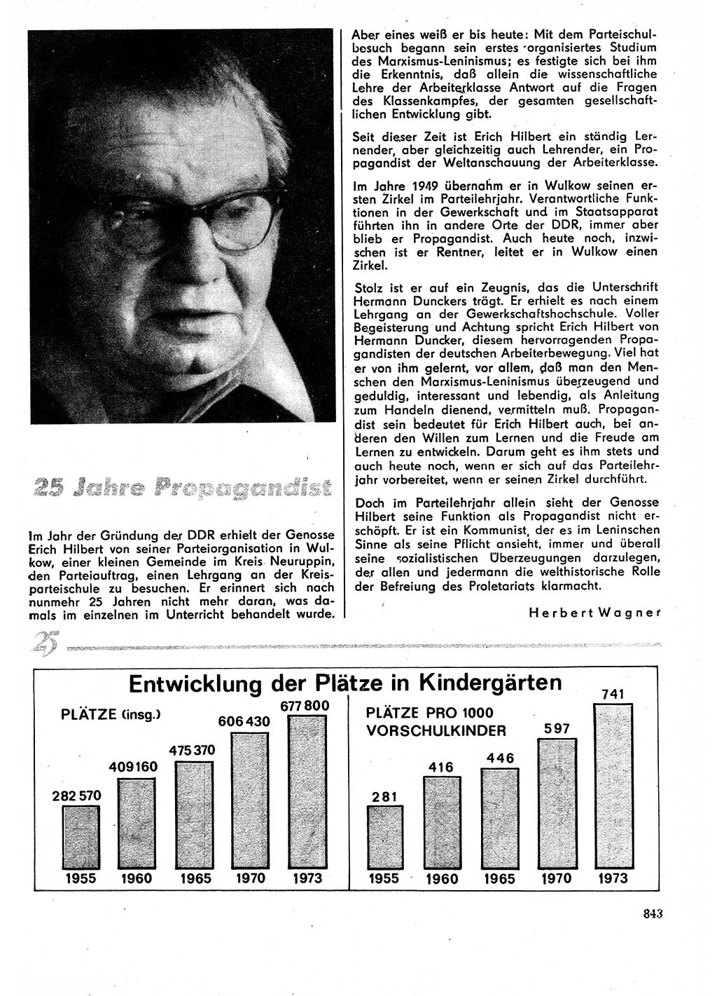 Neuer Weg (NW), Organ des Zentralkomitees (ZK) der SED (Sozialistische Einheitspartei Deutschlands) für Fragen des Parteilebens, 29. Jahrgang [Deutsche Demokratische Republik (DDR)] 1974, Seite 843 (NW ZK SED DDR 1974, S. 843)