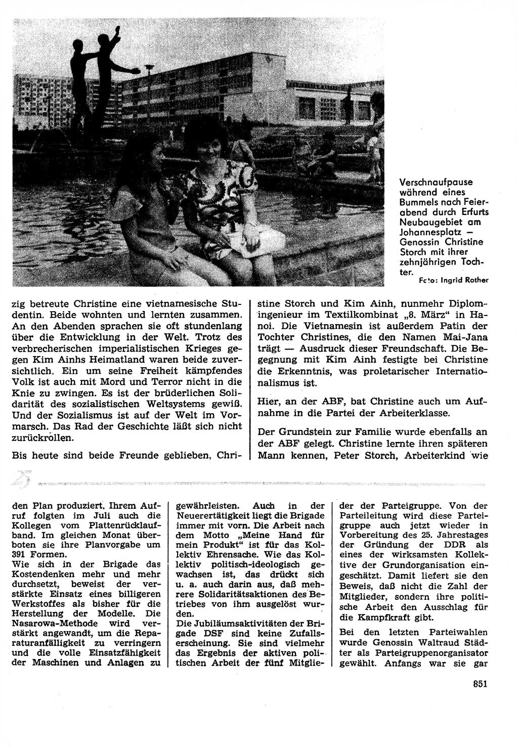 Neuer Weg (NW), Organ des Zentralkomitees (ZK) der SED (Sozialistische Einheitspartei Deutschlands) für Fragen des Parteilebens, 29. Jahrgang [Deutsche Demokratische Republik (DDR)] 1974, Seite 851 (NW ZK SED DDR 1974, S. 851)
