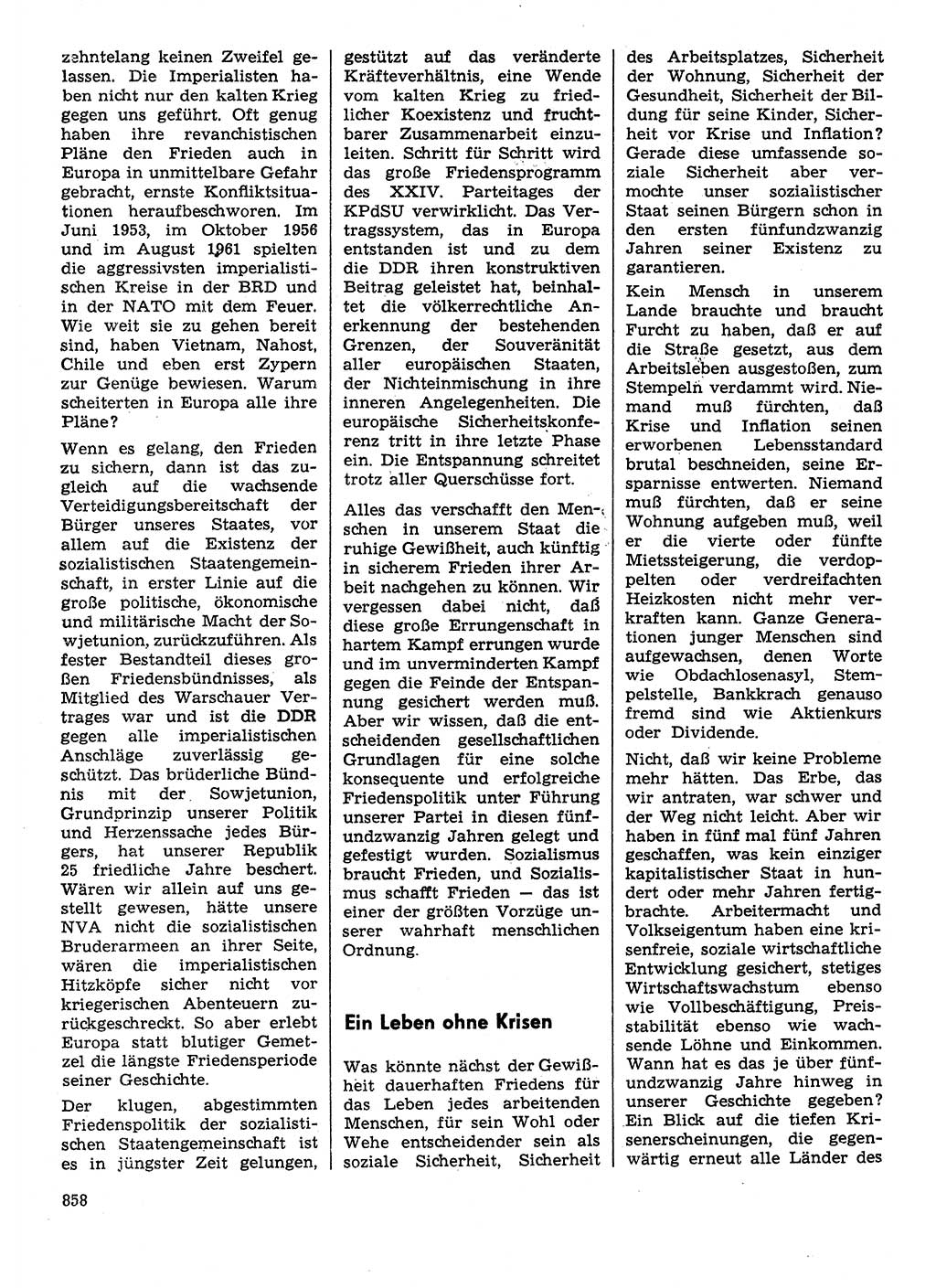 Neuer Weg (NW), Organ des Zentralkomitees (ZK) der SED (Sozialistische Einheitspartei Deutschlands) für Fragen des Parteilebens, 29. Jahrgang [Deutsche Demokratische Republik (DDR)] 1974, Seite 858 (NW ZK SED DDR 1974, S. 858)