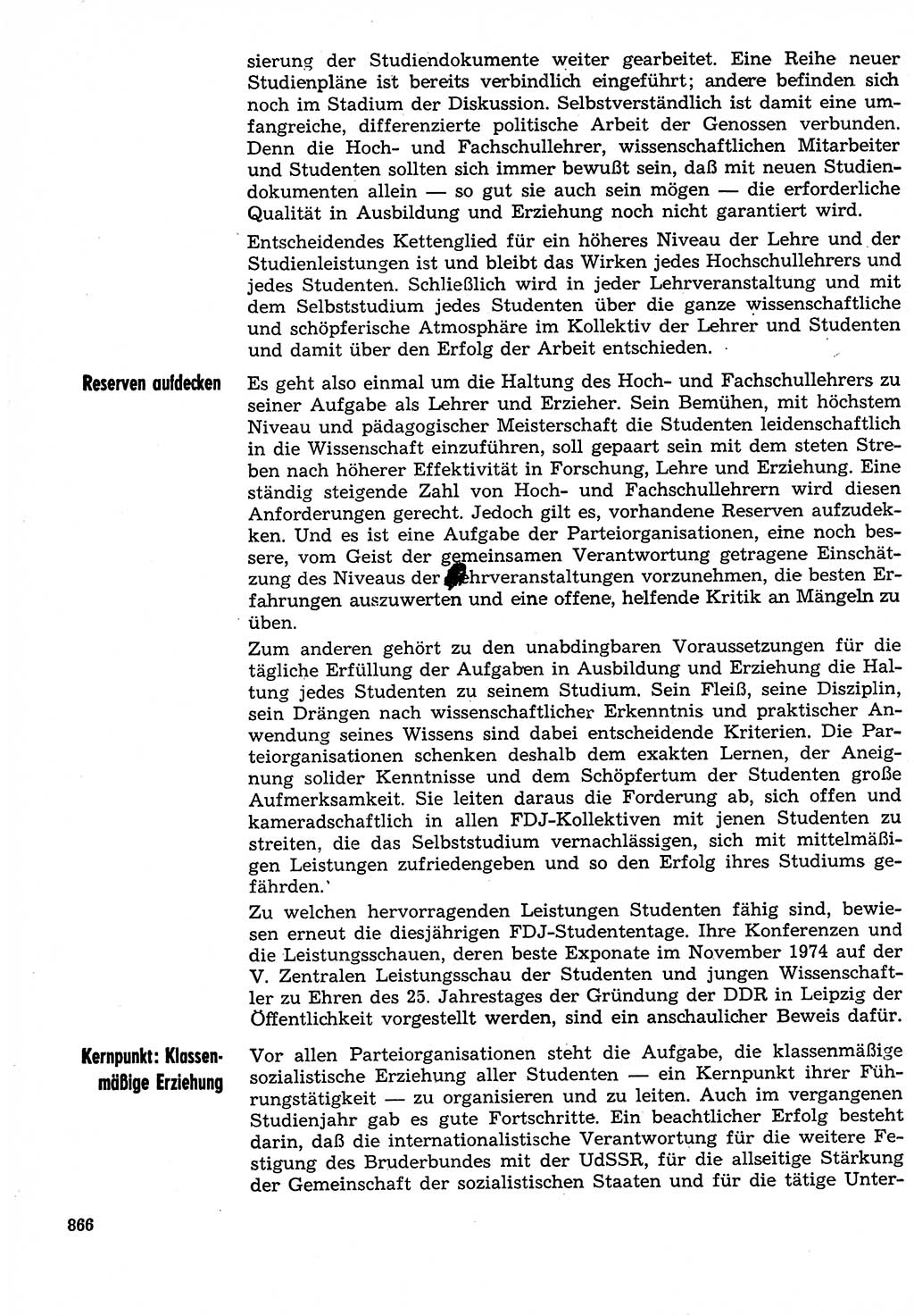 Neuer Weg (NW), Organ des Zentralkomitees (ZK) der SED (Sozialistische Einheitspartei Deutschlands) für Fragen des Parteilebens, 29. Jahrgang [Deutsche Demokratische Republik (DDR)] 1974, Seite 866 (NW ZK SED DDR 1974, S. 866)