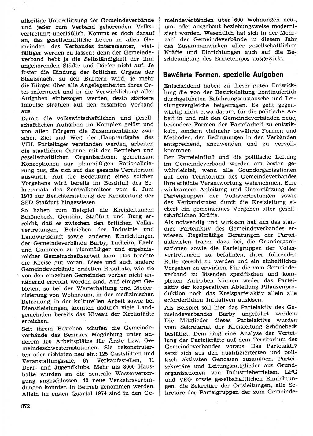 Neuer Weg (NW), Organ des Zentralkomitees (ZK) der SED (Sozialistische Einheitspartei Deutschlands) für Fragen des Parteilebens, 29. Jahrgang [Deutsche Demokratische Republik (DDR)] 1974, Seite 872 (NW ZK SED DDR 1974, S. 872)