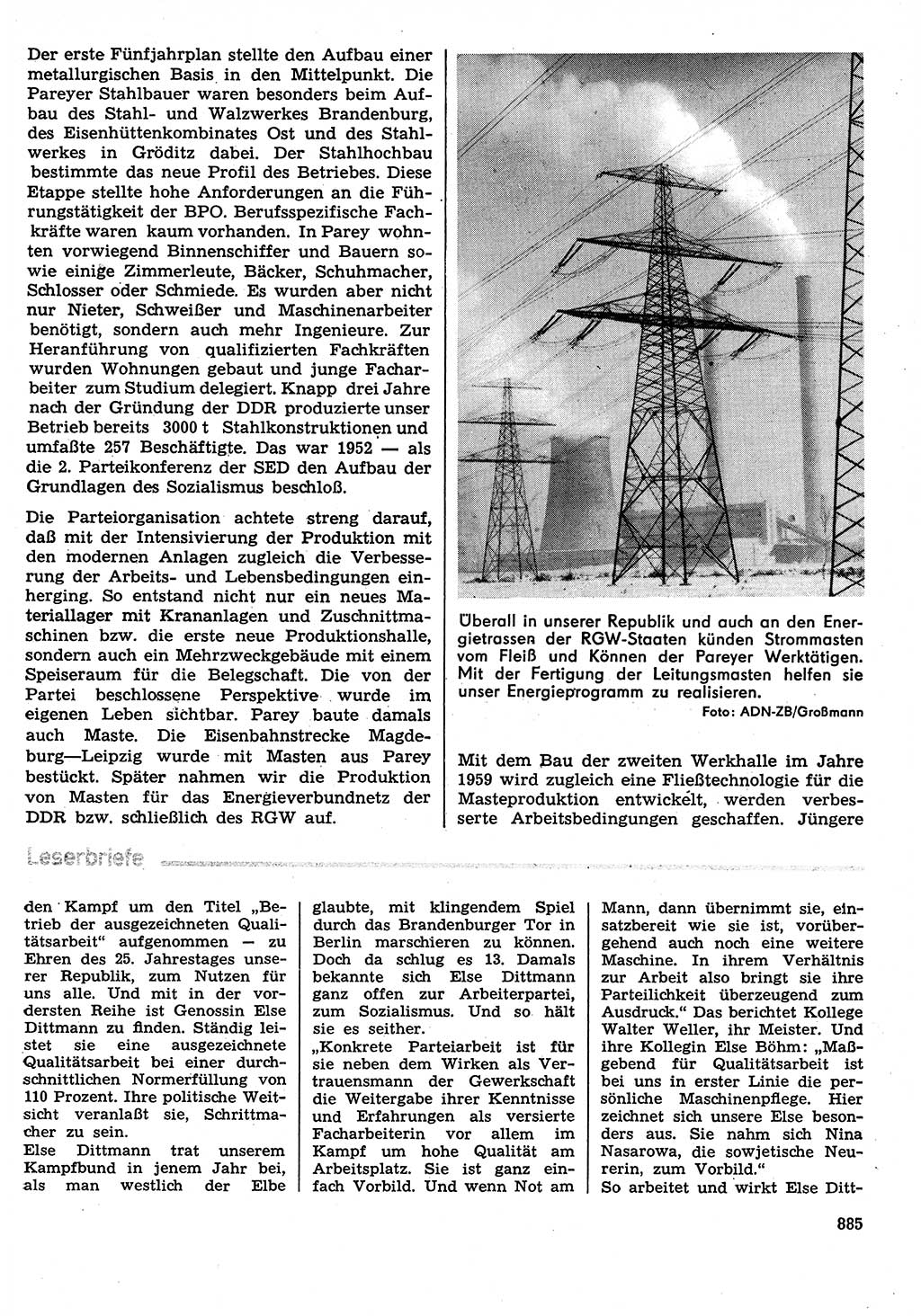 Neuer Weg (NW), Organ des Zentralkomitees (ZK) der SED (Sozialistische Einheitspartei Deutschlands) für Fragen des Parteilebens, 29. Jahrgang [Deutsche Demokratische Republik (DDR)] 1974, Seite 885 (NW ZK SED DDR 1974, S. 885)