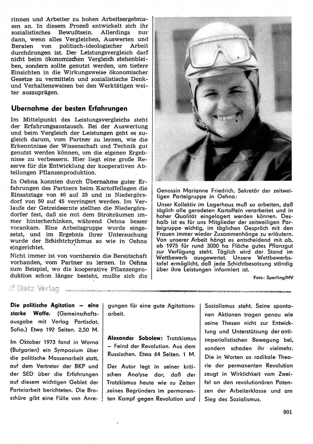 Neuer Weg (NW), Organ des Zentralkomitees (ZK) der SED (Sozialistische Einheitspartei Deutschlands) für Fragen des Parteilebens, 29. Jahrgang [Deutsche Demokratische Republik (DDR)] 1974, Seite 901 (NW ZK SED DDR 1974, S. 901)