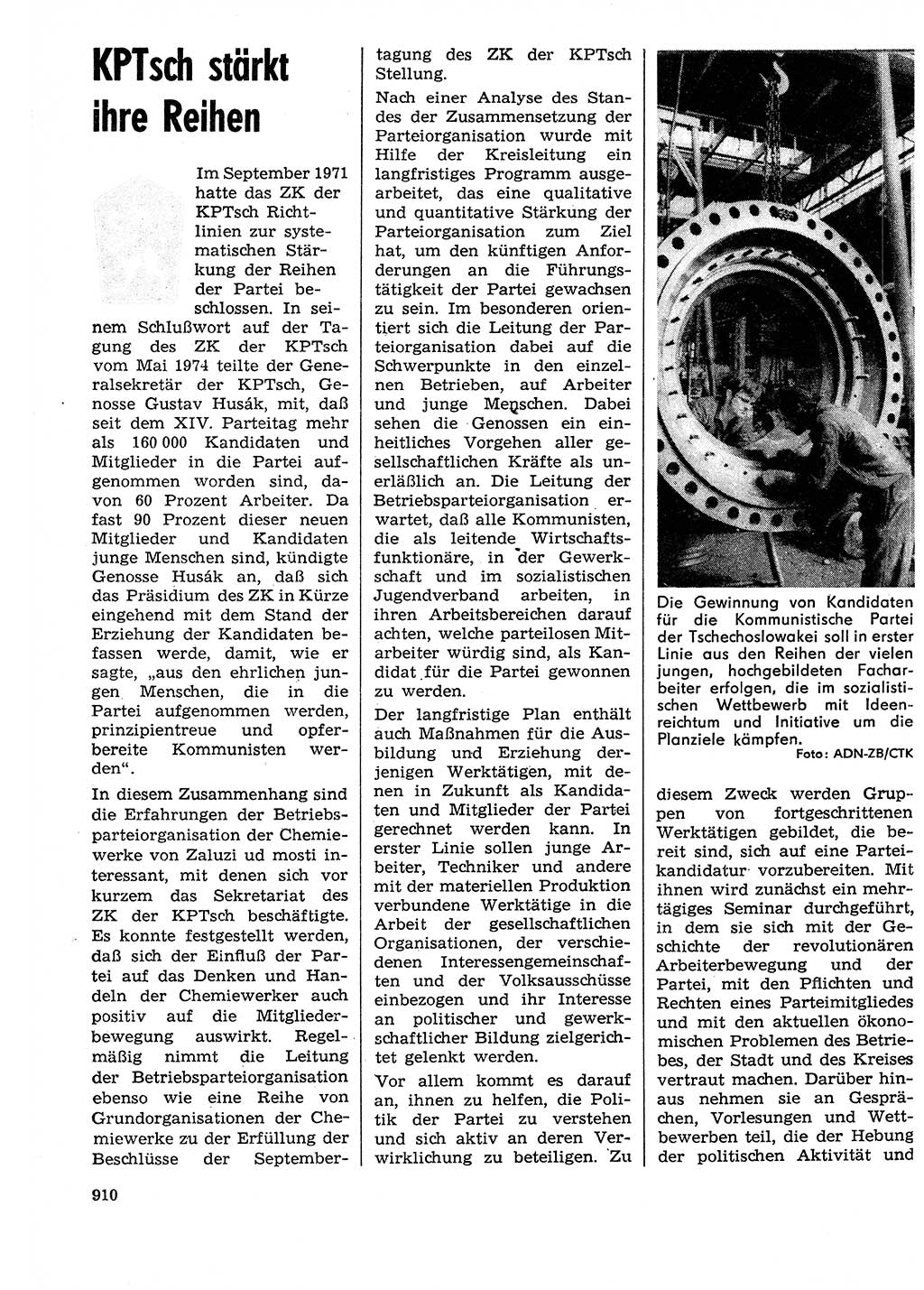 Neuer Weg (NW), Organ des Zentralkomitees (ZK) der SED (Sozialistische Einheitspartei Deutschlands) für Fragen des Parteilebens, 29. Jahrgang [Deutsche Demokratische Republik (DDR)] 1974, Seite 910 (NW ZK SED DDR 1974, S. 910)