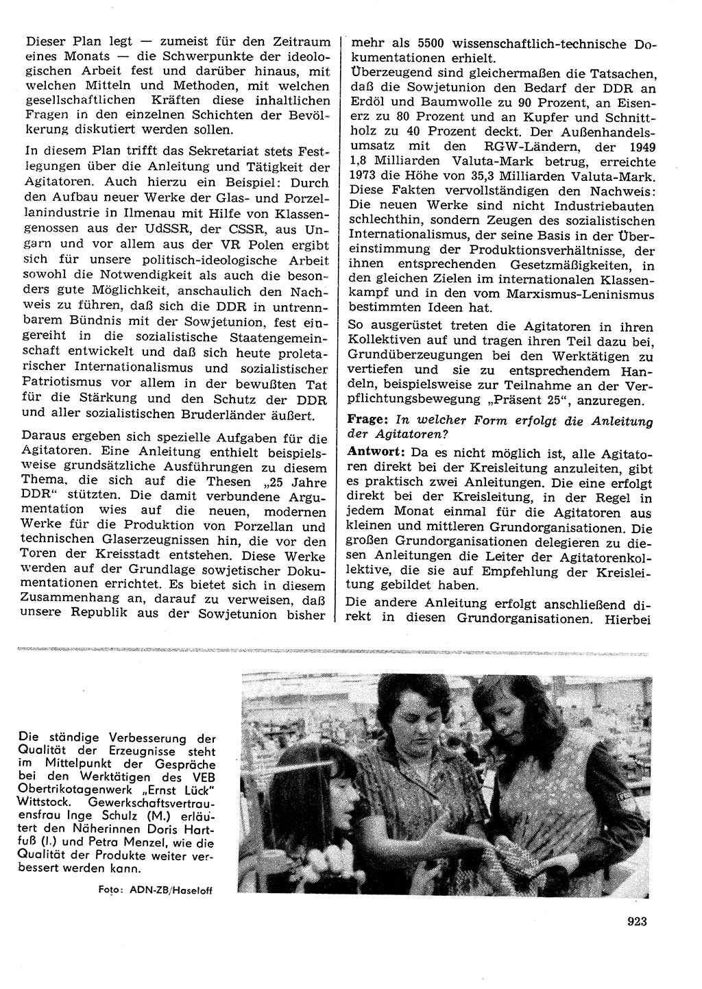 Neuer Weg (NW), Organ des Zentralkomitees (ZK) der SED (Sozialistische Einheitspartei Deutschlands) für Fragen des Parteilebens, 29. Jahrgang [Deutsche Demokratische Republik (DDR)] 1974, Seite 923 (NW ZK SED DDR 1974, S. 923)