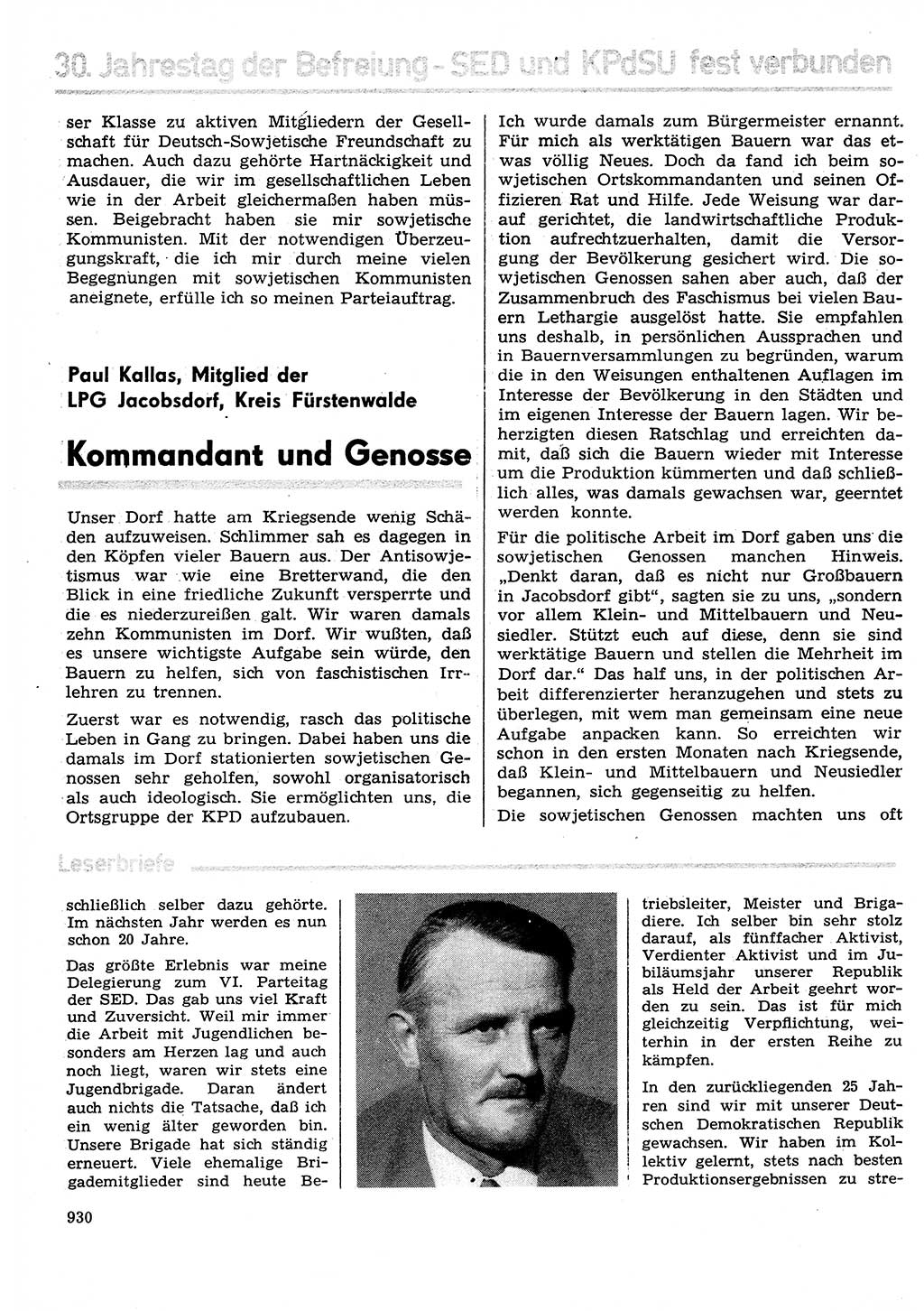 Neuer Weg (NW), Organ des Zentralkomitees (ZK) der SED (Sozialistische Einheitspartei Deutschlands) für Fragen des Parteilebens, 29. Jahrgang [Deutsche Demokratische Republik (DDR)] 1974, Seite 930 (NW ZK SED DDR 1974, S. 930)