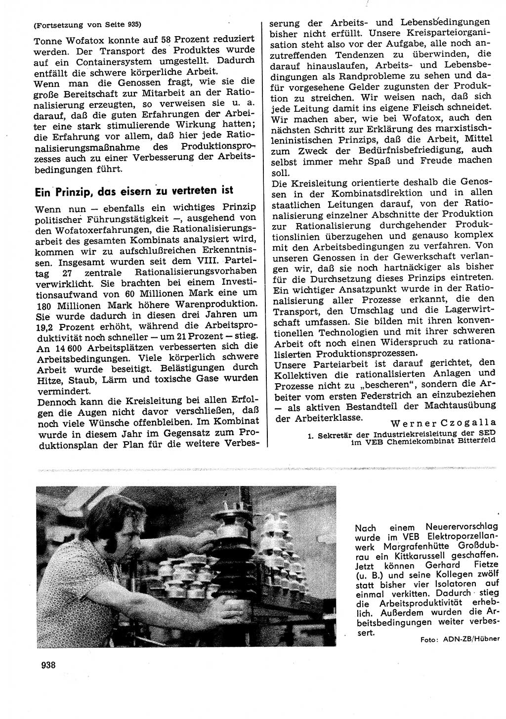 Neuer Weg (NW), Organ des Zentralkomitees (ZK) der SED (Sozialistische Einheitspartei Deutschlands) für Fragen des Parteilebens, 29. Jahrgang [Deutsche Demokratische Republik (DDR)] 1974, Seite 938 (NW ZK SED DDR 1974, S. 938)