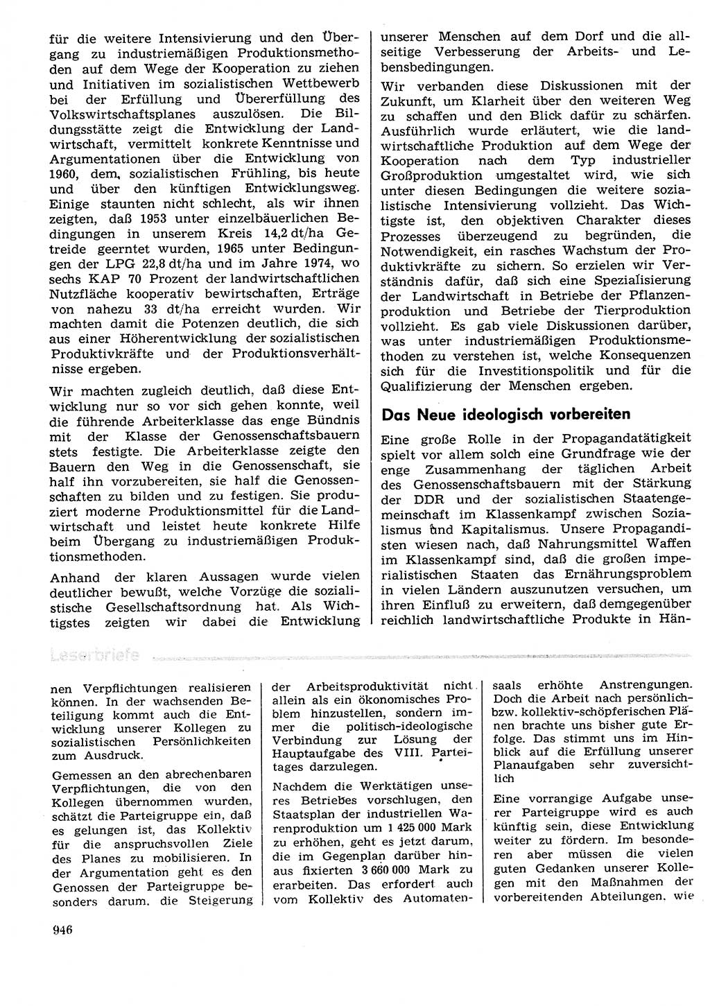 Neuer Weg (NW), Organ des Zentralkomitees (ZK) der SED (Sozialistische Einheitspartei Deutschlands) für Fragen des Parteilebens, 29. Jahrgang [Deutsche Demokratische Republik (DDR)] 1974, Seite 946 (NW ZK SED DDR 1974, S. 946)