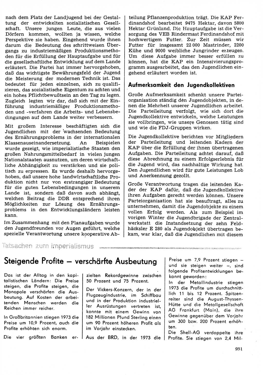 Neuer Weg (NW), Organ des Zentralkomitees (ZK) der SED (Sozialistische Einheitspartei Deutschlands) für Fragen des Parteilebens, 29. Jahrgang [Deutsche Demokratische Republik (DDR)] 1974, Seite 951 (NW ZK SED DDR 1974, S. 951)