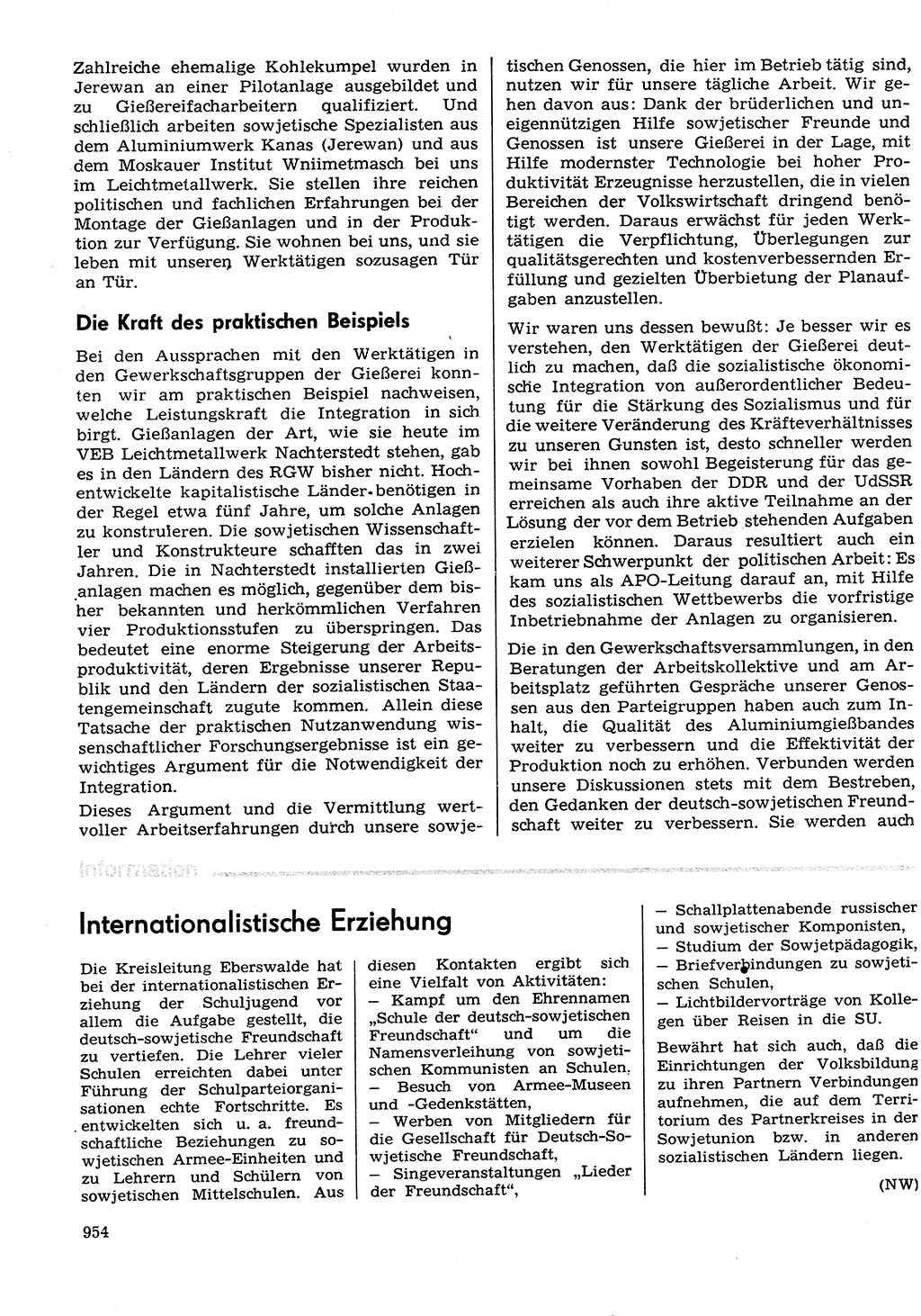 Neuer Weg (NW), Organ des Zentralkomitees (ZK) der SED (Sozialistische Einheitspartei Deutschlands) für Fragen des Parteilebens, 29. Jahrgang [Deutsche Demokratische Republik (DDR)] 1974, Seite 954 (NW ZK SED DDR 1974, S. 954)