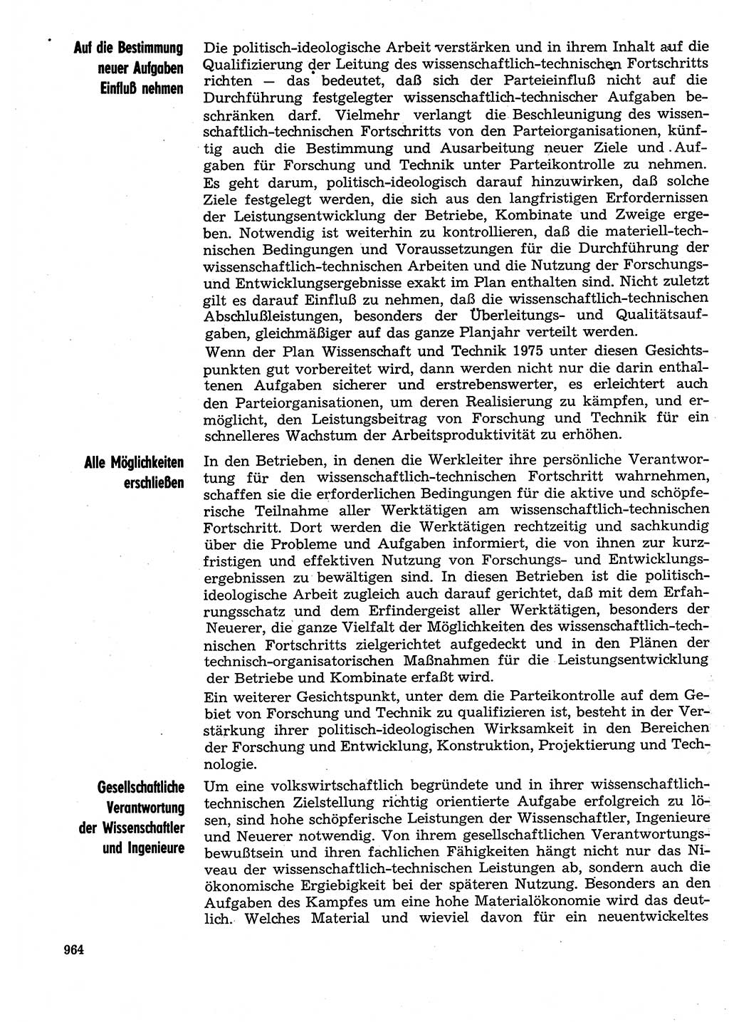 Neuer Weg (NW), Organ des Zentralkomitees (ZK) der SED (Sozialistische Einheitspartei Deutschlands) für Fragen des Parteilebens, 29. Jahrgang [Deutsche Demokratische Republik (DDR)] 1974, Seite 964 (NW ZK SED DDR 1974, S. 964)