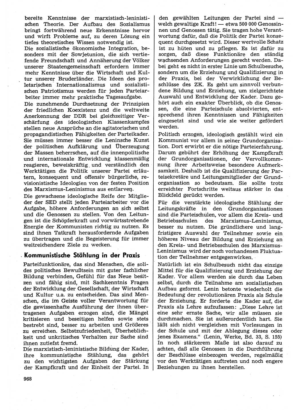 Neuer Weg (NW), Organ des Zentralkomitees (ZK) der SED (Sozialistische Einheitspartei Deutschlands) für Fragen des Parteilebens, 29. Jahrgang [Deutsche Demokratische Republik (DDR)] 1974, Seite 968 (NW ZK SED DDR 1974, S. 968)