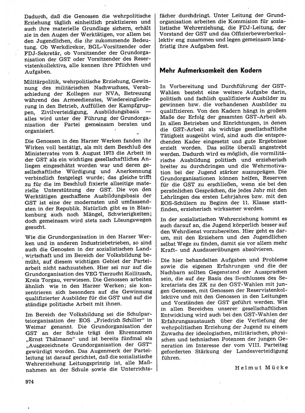 Neuer Weg (NW), Organ des Zentralkomitees (ZK) der SED (Sozialistische Einheitspartei Deutschlands) für Fragen des Parteilebens, 29. Jahrgang [Deutsche Demokratische Republik (DDR)] 1974, Seite 974 (NW ZK SED DDR 1974, S. 974)