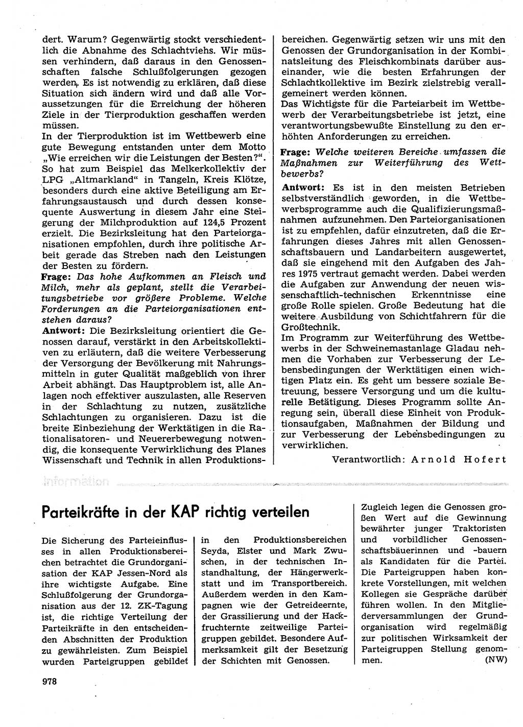 Neuer Weg (NW), Organ des Zentralkomitees (ZK) der SED (Sozialistische Einheitspartei Deutschlands) für Fragen des Parteilebens, 29. Jahrgang [Deutsche Demokratische Republik (DDR)] 1974, Seite 978 (NW ZK SED DDR 1974, S. 978)