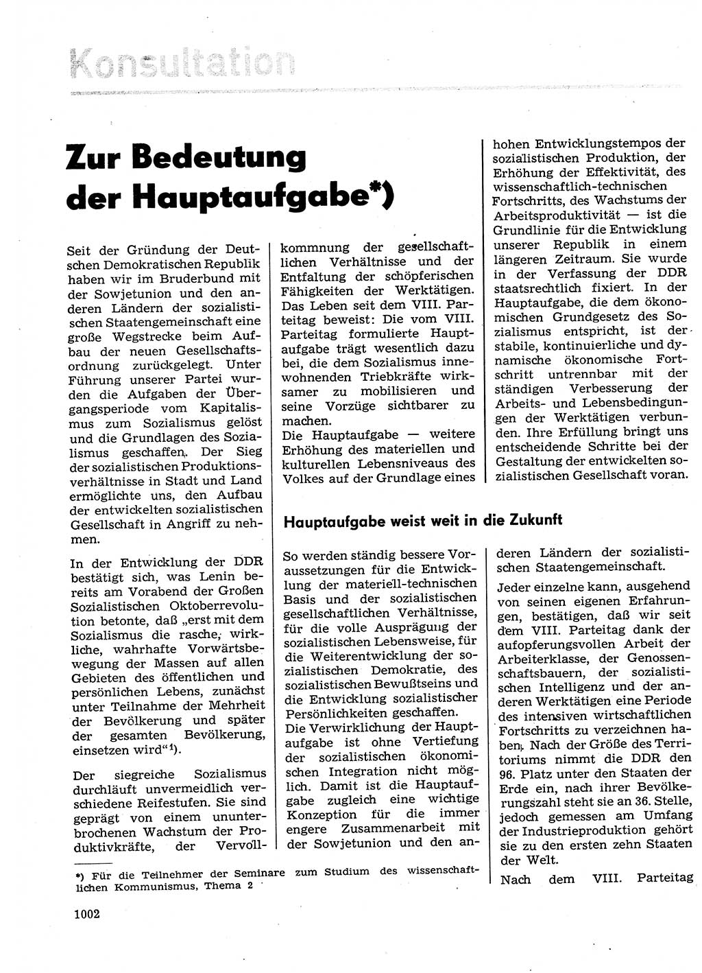 Neuer Weg (NW), Organ des Zentralkomitees (ZK) der SED (Sozialistische Einheitspartei Deutschlands) für Fragen des Parteilebens, 29. Jahrgang [Deutsche Demokratische Republik (DDR)] 1974, Seite 1002 (NW ZK SED DDR 1974, S. 1002)