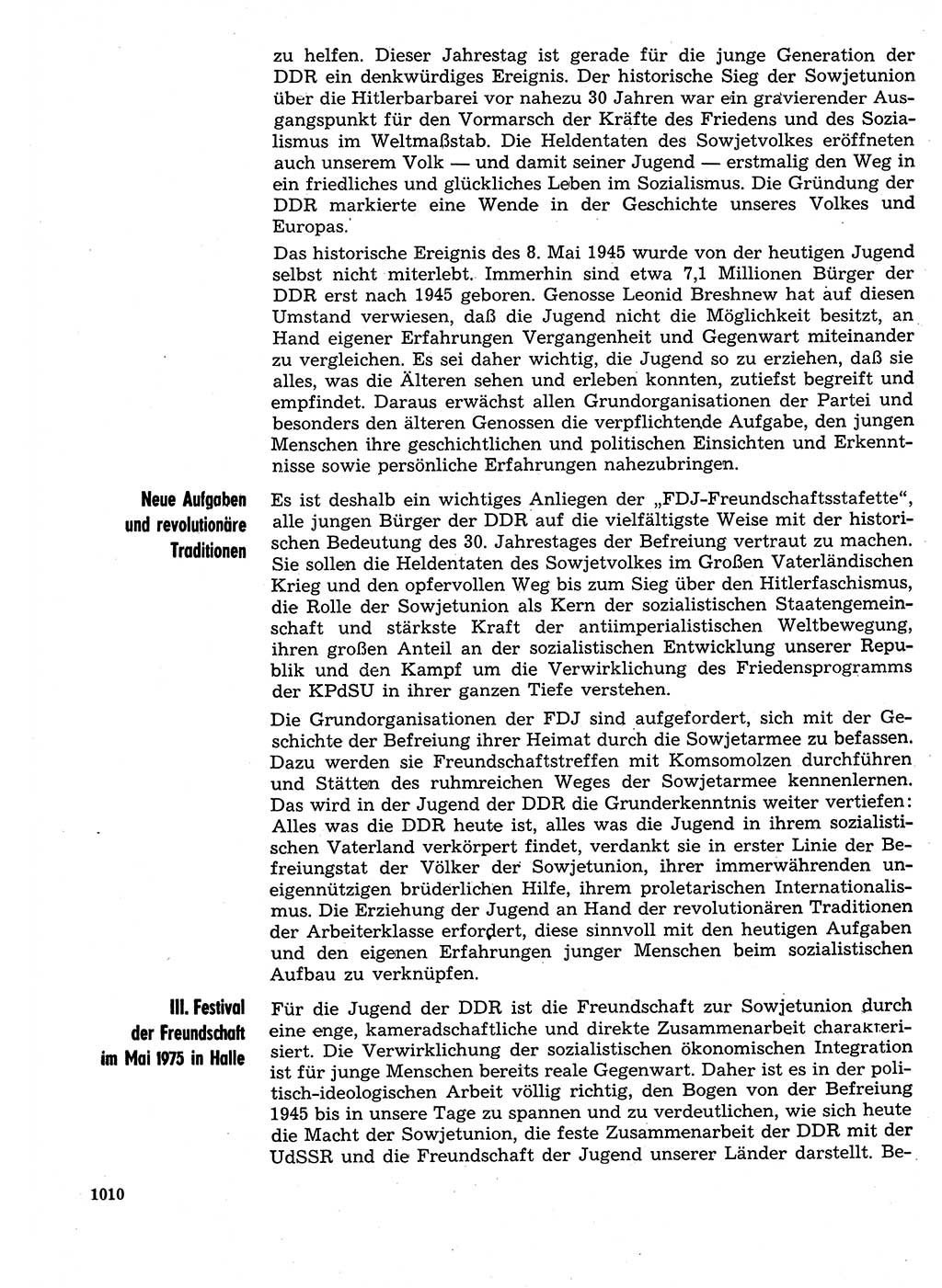 Neuer Weg (NW), Organ des Zentralkomitees (ZK) der SED (Sozialistische Einheitspartei Deutschlands) für Fragen des Parteilebens, 29. Jahrgang [Deutsche Demokratische Republik (DDR)] 1974, Seite 1010 (NW ZK SED DDR 1974, S. 1010)