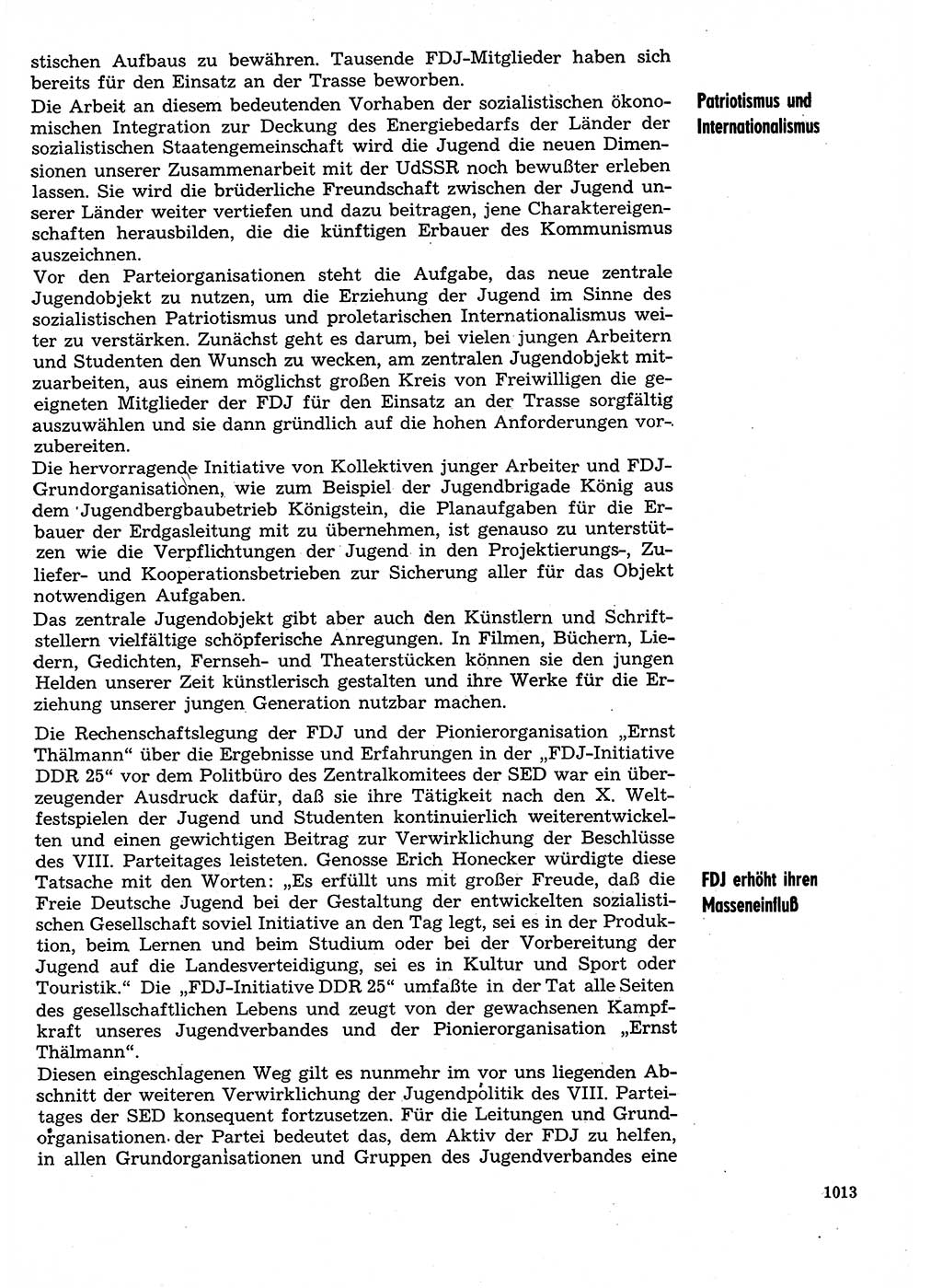 Neuer Weg (NW), Organ des Zentralkomitees (ZK) der SED (Sozialistische Einheitspartei Deutschlands) für Fragen des Parteilebens, 29. Jahrgang [Deutsche Demokratische Republik (DDR)] 1974, Seite 1013 (NW ZK SED DDR 1974, S. 1013)